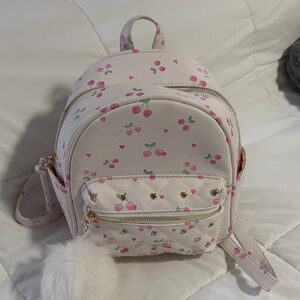 Cherry Print Pink Backpack